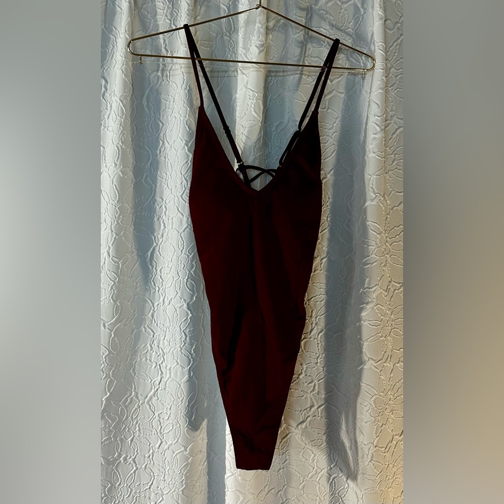SHEIN Wine Red Sexy Sides Cut Out 1 Piece-Medium